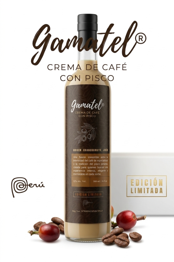 Crema de Café con Pisco Gamatel — Licor Peruano Artesanal (500 ml, 12%)