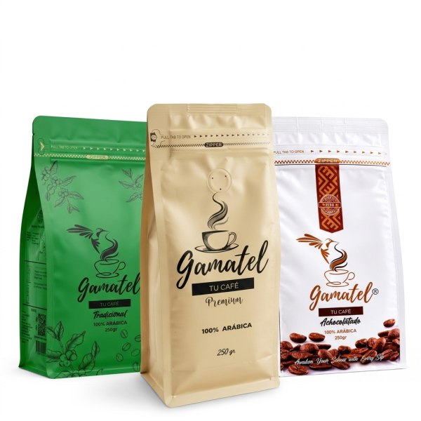 Pack Degustación Gamatel con las tres variedades de café peruano, regalo